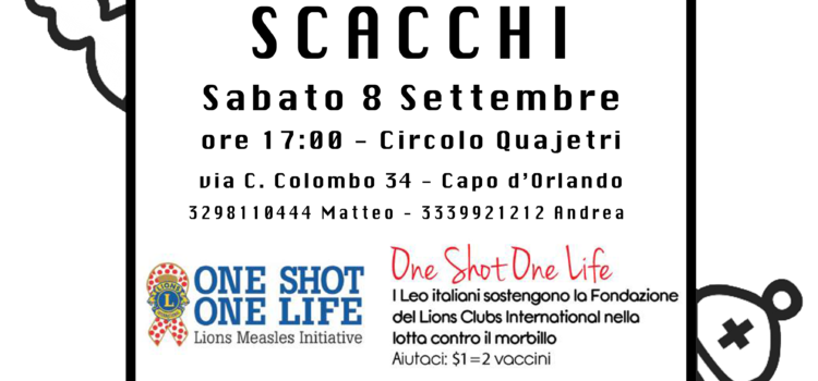08/09/2019 – 3° Torneo di Scacchi: donati 100 vaccini!